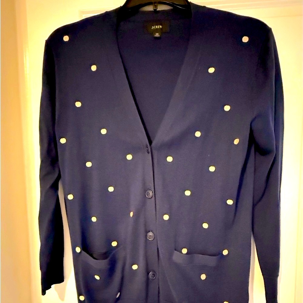J. Crew Navy with Tan Polka Dot Women's Sweater